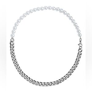 Pearl & Cuban Link Chain Necklace ⚪️